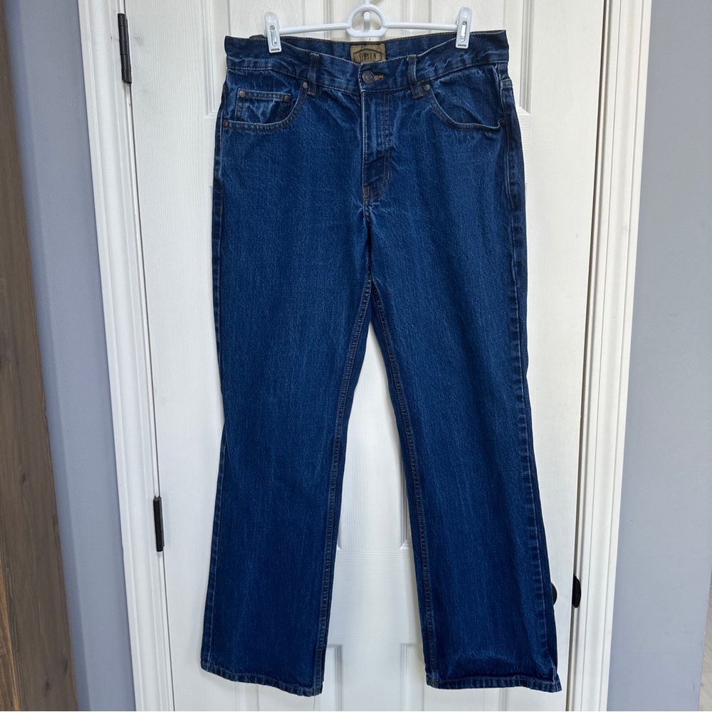GIBSON Mens 100% Cotton Straight Jeans Medium Blue Classic Denim Size 32x32